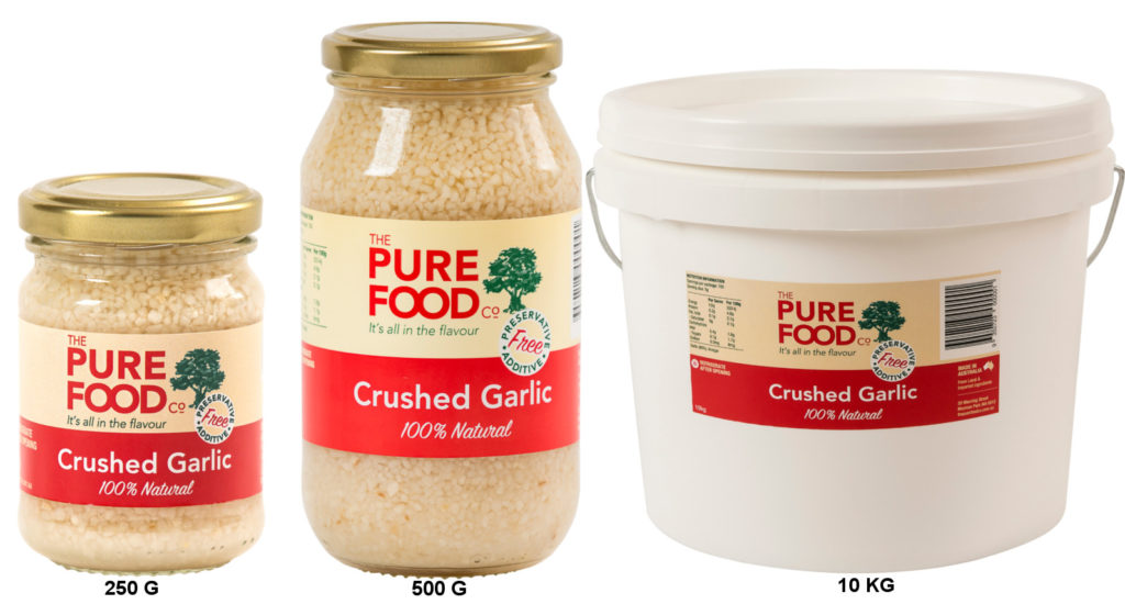 Crushed Garlic Sizes provided by The Pure Food Co - Australia